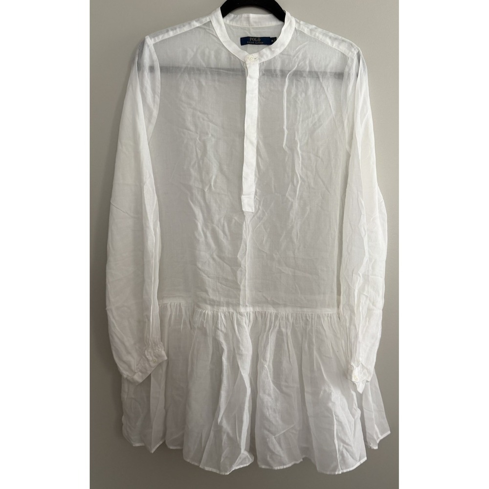 Polo Ralph Lauren White Sheer Drop Waist Tunic Top Women's Size Medium